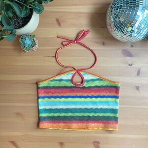 Y2k Stradivarius Multicolor Halter Neck Crop-top